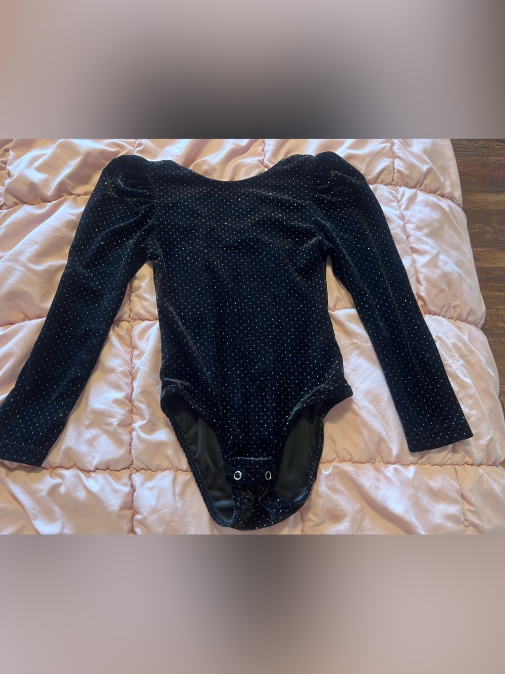 Zara Black Velvet Long-Sleeve Bodysuit Jacket with Silver Dots